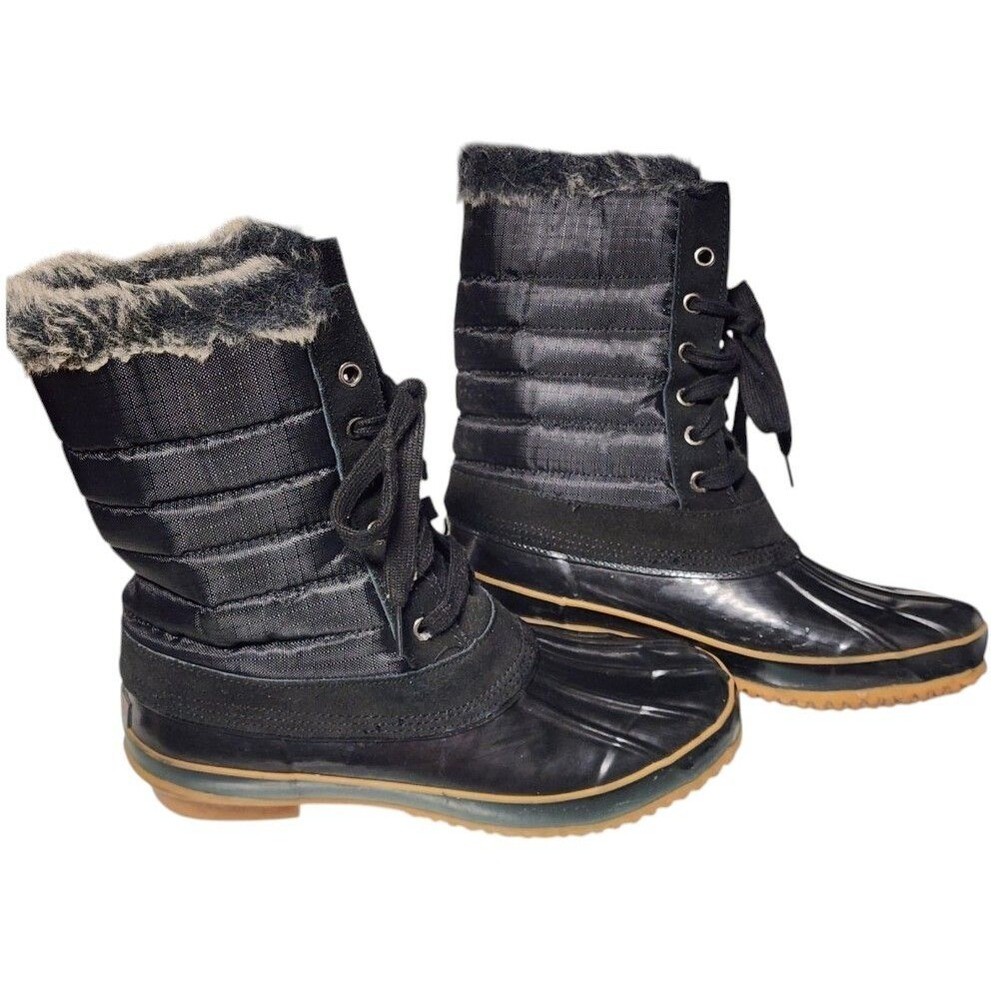 Khombu Faux Fur Lined Waterproof Snow Boots Brighton 9M Mid calf Steel Shank
